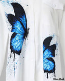 Deanwangkt - Butterfly Print Long Sleeve Button Down Shirt