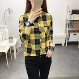 deanwangkt Spring Plaid Printed Wmen's Shirt Korean Fashion Inside Top Cardigan Oversized Long-sleeved Blouses Woman Shirts Button Up