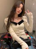 deanwangkt Vintage Knitted Sweater Women Outwear Casual Long Sleeve Slim Pullover Female Y2k Clothing Korea Style Blouse  Winter