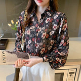 deanwangkt Spring Summer Women's chiffon Blouses New chic printing ladies shirts Long Sleeve Shirts Tops Blusas Mujer