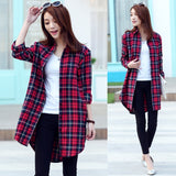 deanwangkt New  Button Down Shirt for Women Plus Size Cotton Long Plaid Flannel Shirt Korean Full Sleeve Casual Loose Blouse