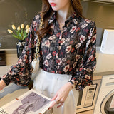 deanwangkt Spring Summer Women's chiffon Blouses New chic printing ladies shirts Long Sleeve Shirts Tops Blusas Mujer