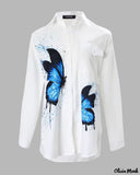 Deanwangkt - Butterfly Print Long Sleeve Button Down Shirt