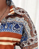 Deanwangkt - Striped Paisley Print Button-Up Shirt