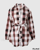 Deanwangkt - Plaid Print Long Sleeve Button-Up Shirt