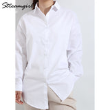 deanwangkt White Button Up Shirt Women Casual  Blouse Women High Quality Oversized Formal Shirts For Women Cotton Office Shirt