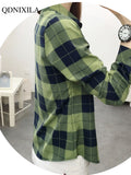 deanwangkt Spring Plaid Printed Wmen's Shirt Korean Fashion Inside Top Cardigan Oversized Long-sleeved Blouses Woman Shirts Button Up