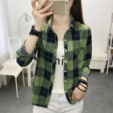 deanwangkt Spring Plaid Printed Wmen's Shirt Korean Fashion Inside Top Cardigan Oversized Long-sleeved Blouses Woman Shirts Button Up