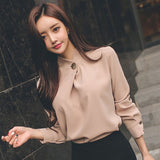 deanwangkt Vintage Chiffon Blouse Autumn Fashion Women Blouse Shirt Blusas Mujer De Moda Long Sleeve Stand Collar Loose Blusa 1478