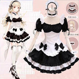 deanwangkt Lolita Dress Black White Kawaii Maid Mini Dresses Summer French Cute Bowknot Cosplay Costume Waitress Party Outfits