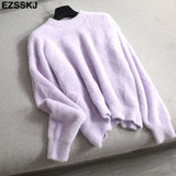 Christmas Gift autumn winter oversize thick mink cashmere sweater poullovers women batwing sleeve Deanwangkt female casual warm fur sweater jumper