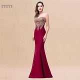 Sexy Backless Appliques Burgundy Mermaid Lace Long Prom Dresses  Royal Blue Black Evening Party Dress Vestido de Festa Longo