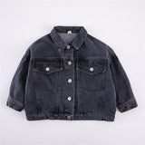 Spring Fall Boys and girls Casual All-match Denim Jackets 2-6 Years Kids Turn-down Collar Long Sleeve Coat Children Loose Tops