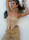 deanwangkt Bandage Sexy Crop Top Women Summer  Strapless Off Shoulder Tank Top Nightclub Cami Corset Tops Street Wear