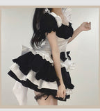 deanwangkt Lolita Dress Black White Kawaii Maid Mini Dresses Summer French Cute Bowknot Cosplay Costume Waitress Party Outfits