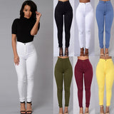 NEW HOT SALE Women Denim Skinny Jeggings Pants High Waist Stretch Jeans Pure Color Slim Pencil Trousers боди женское