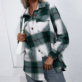 deanwangkt  Spring Autumn Women Coats Casual Loose Vingage Long Sleeve Shirts Turn-down Collar Single Breasted Outerwear Plaid Jackets