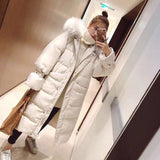 Christmas Gift Deanwangkt New Winter Big Fur Collar Coat Mid-length Over-the-knee Padded Jacket Women Korean Loose Down Padded Jacket