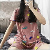 Girl Sleepwear Cartoon Summer Women Pajamas Set Pijama Short Women Pyjamas Suit Female Clothing  Nightwear