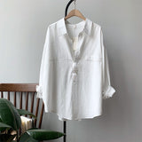 deanwangkt Minimalist Loose White Shirts for Women Turn-down Collar Solid Female Shirts Tops Spring Summer Blouses