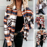 Christmas Gift Autumn Jackets Coats Women Winter Plaid Jacket Female Overshirt Long Checkered Jacket Women Shirt Coat For Women Deanwangkt