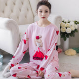 deanwangkt Women Pajamas Set Girl Sleepwear Pijama Long Women Pyjamas Suit Female Clothing Set  Nightwear