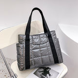 Back To College Deanwangkt Hit Winter Brand Textured Padded Design Duffel Women Bag Nylon Big Totes Plaid Shoulder Bags Designer Shopper Handbags