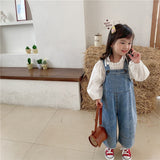 deanwangkt Korean style Spring Kids Children Oversized Wide Leg Denim Overalls Baby Clothes Boys Girls Loose All-match Casual Pants