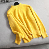 Christmas Gift autumn winter oversize thick mink cashmere sweater poullovers women batwing sleeve Deanwangkt female casual warm fur sweater jumper