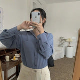 deanwangkt Shirts Women Pure Elegant Office Lady Simple Korean Style Leisure Long Sleeve Blouses Womens All-match Loose Daily Thin Chic New