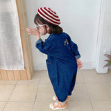 Children Clothing Jumpsuit Autumn New Boys Girls Casual Letter Tooling Denim Baby Kids Clothes Japanes & Korean Style 1-7 Y