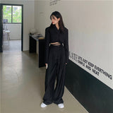 Korean summer Two Piece Set Women Crop Top Sexy Lace-up Blazer Coat + High Waist Pants Suit Sets Streetwear 2 Piece Sets Women