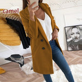 deanwangkt Women Turn-Down Collar Coats Autumn Winter Fashion Long Sleeve Pocket Vintage Jackets Slim Button Solid Casual Outwear Overcoats