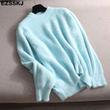 Christmas Gift autumn winter oversize thick mink cashmere sweater poullovers women batwing sleeve Deanwangkt female casual warm fur sweater jumper