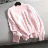 Christmas Gift autumn winter oversize thick mink cashmere sweater poullovers women batwing sleeve Deanwangkt female casual warm fur sweater jumper