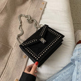 Back To College Deanwangkt Scrub Leather Brand Designer Shoulder Simple Bags For Women Chain Rivet Luxury Crossbody Bag Female Fashion Small Handbags