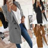 deanwangkt Women Turn-Down Collar Coats Autumn Winter Fashion Long Sleeve Pocket Vintage Jackets Slim Button Solid Casual Outwear Overcoats