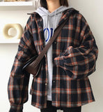 Christmas Gift Deanwangkt Harajuku Autumn Plaid Thin Section Wool Cardigan Korean Puff Sleeve Slim Warm Shirt Jacket Retro Casual Women Button Top