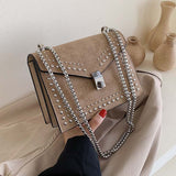 Back To College Deanwangkt Scrub Leather Brand Designer Shoulder Simple Bags For Women Chain Rivet Luxury Crossbody Bag Female Fashion Small Handbags