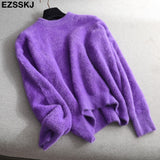 Christmas Gift autumn winter oversize thick mink cashmere sweater poullovers women batwing sleeve Deanwangkt female casual warm fur sweater jumper