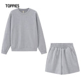 Christmas Gift Deanwangkt Autumn Shorts Set Women Tracksuits Oversize Sweatshirts High Waist Shorts Female Two Piece Set