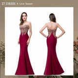 Sexy Backless Appliques Burgundy Mermaid Lace Long Prom Dresses  Royal Blue Black Evening Party Dress Vestido de Festa Longo