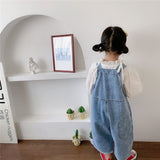 deanwangkt Korean style Spring Kids Children Oversized Wide Leg Denim Overalls Baby Clothes Boys Girls Loose All-match Casual Pants