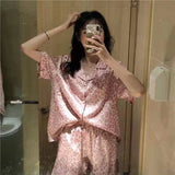 Cotton Home Suits Korean Sleepwear Plaid Print Pajamas for Women Summer  Pyjamas Girls Pijama Short and Long Sleeve Pjs Set