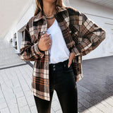 Christmas Gift Autumn Jackets Coats Women Winter Plaid Jacket Female Overshirt Long Checkered Jacket Women Shirt Coat For Women Deanwangkt