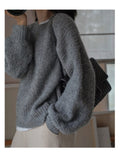 deanwangkt Winter New Clothes Grey Cashmere Sweater Women Autumn Loose Retro Sweater Pullovers French Solid Knit Sweater Fashion Tops