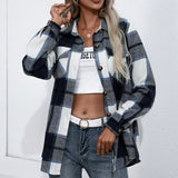 deanwangkt  Spring Autumn Women Coats Casual Loose Vingage Long Sleeve Shirts Turn-down Collar Single Breasted Outerwear Plaid Jackets