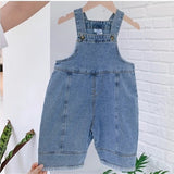 deanwangkt  New Children Loose Overalls boys girls casual all-match denim Trousers Autumn Solid Outwear 1-7Y Kids fashion bib pants