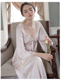 deanwangkt Romantic Nightgown Nightwear Princess Women Vintage Sleepwear Satin