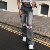 deanwangkt  High Street Women's Jeans Y2K High Waist Ripped Denim Jeans Straight Pants Streetwear Wide Leg Jeans Casual Loose Baggy Trousers